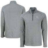 Kansas City Royals Cutter & Buck Peshastin Eco Fleece Recycled Raglan Quarter-Zip Top Heather Gray