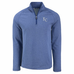Kansas City Royals Cutter & Buck Peshastin Eco Fleece Recycled Raglan Quarter-Zip Top Heather Blue