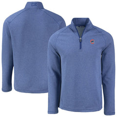 Chicago Cubs Cutter & Buck Peshastin Eco Fleece Recycled Raglan Quarter-Zip Top Heather Royal