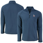 Los Angeles Dodgers Cutter & Buck Peshastin Eco Fleece Recycled Raglan Quarter-Zip Top Heather Navy