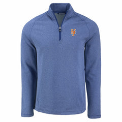 New York Mets Cutter & Buck Peshastin Eco Fleece Recycled Raglan Quarter-Zip Top Heather Blue