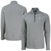 New York Yankees Cutter & Buck Peshastin Eco Fleece Recycled Raglan Quarter-Zip Top Heather Gray