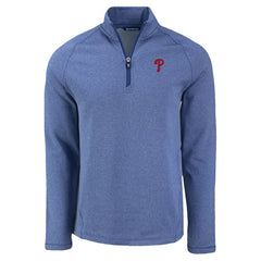 Philadelphia Phillies Cutter & Buck Peshastin Eco Fleece Recycled Raglan Quarter-Zip Top Heather Royal