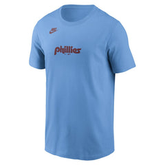 Philadelphia Phillies Cooperstown Collection Wordmark T-Shirt Light Blue | Nike