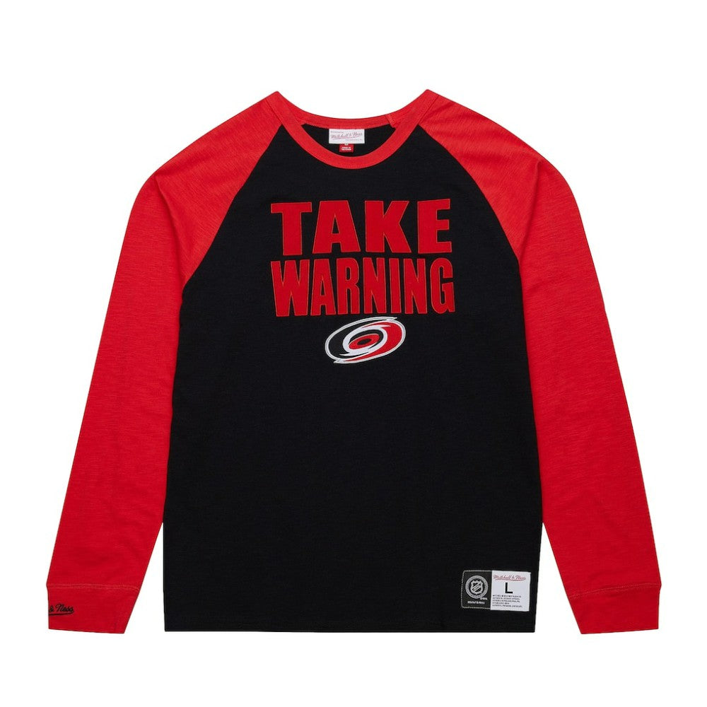 Carolina Hurricanes Mitchell & Ness Legendary Slub Raglan Long Sleeve T-Shirt Black/Red
