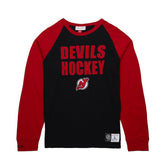 New Jersey Devils Mitchell & Ness Legendary Slub Raglan Long Sleeve T-Shirt Black/Red