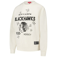 Chicago Blackhawks Mitchell & Ness Women's Logo 3.0 Pullover Sweatshirt Cream