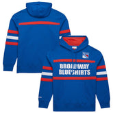 New York Rangers Mitchell & Ness Head Coach Slogan Pullover Hoodie Blue