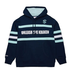 Seattle Kraken Mitchell & Ness Head Coach Slogan Pullover Hoodie Navy