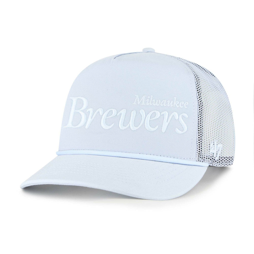Milwaukee Brewers Foundation Script Hitch Adjustable Trucker Hat Light Blue | 47 brand