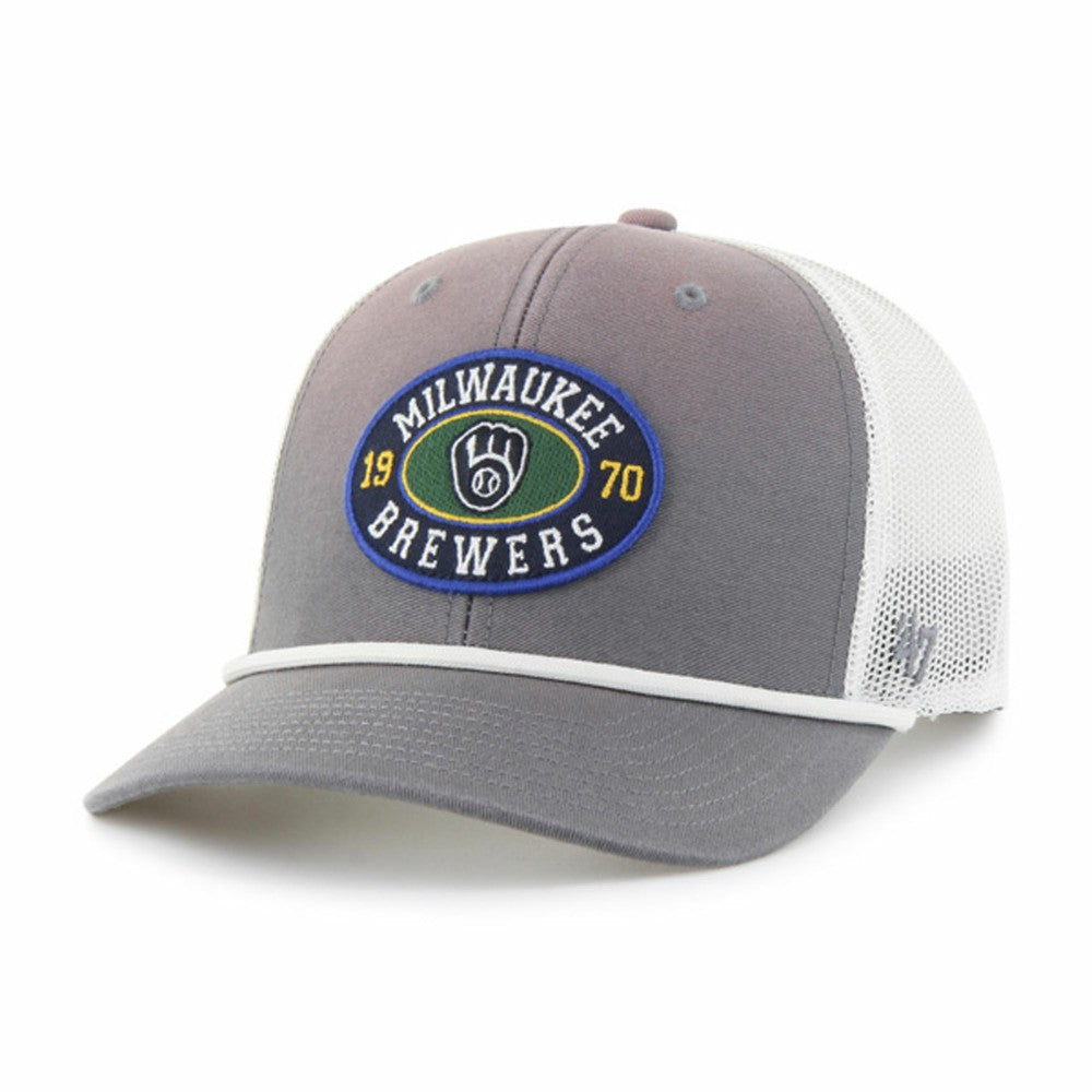 Milwaukee Brewers Tide Sweep Rope Trucker Adjustable Hat Gray/White | 47 brand