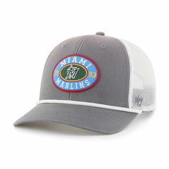 Miami Marlins Tide Sweep Rope Trucker Adjustable Hat Gray/White | 47 brand