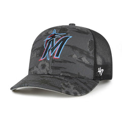 Miami Marlins Fiji Trucker Adjustable Hat Black | 47 brand