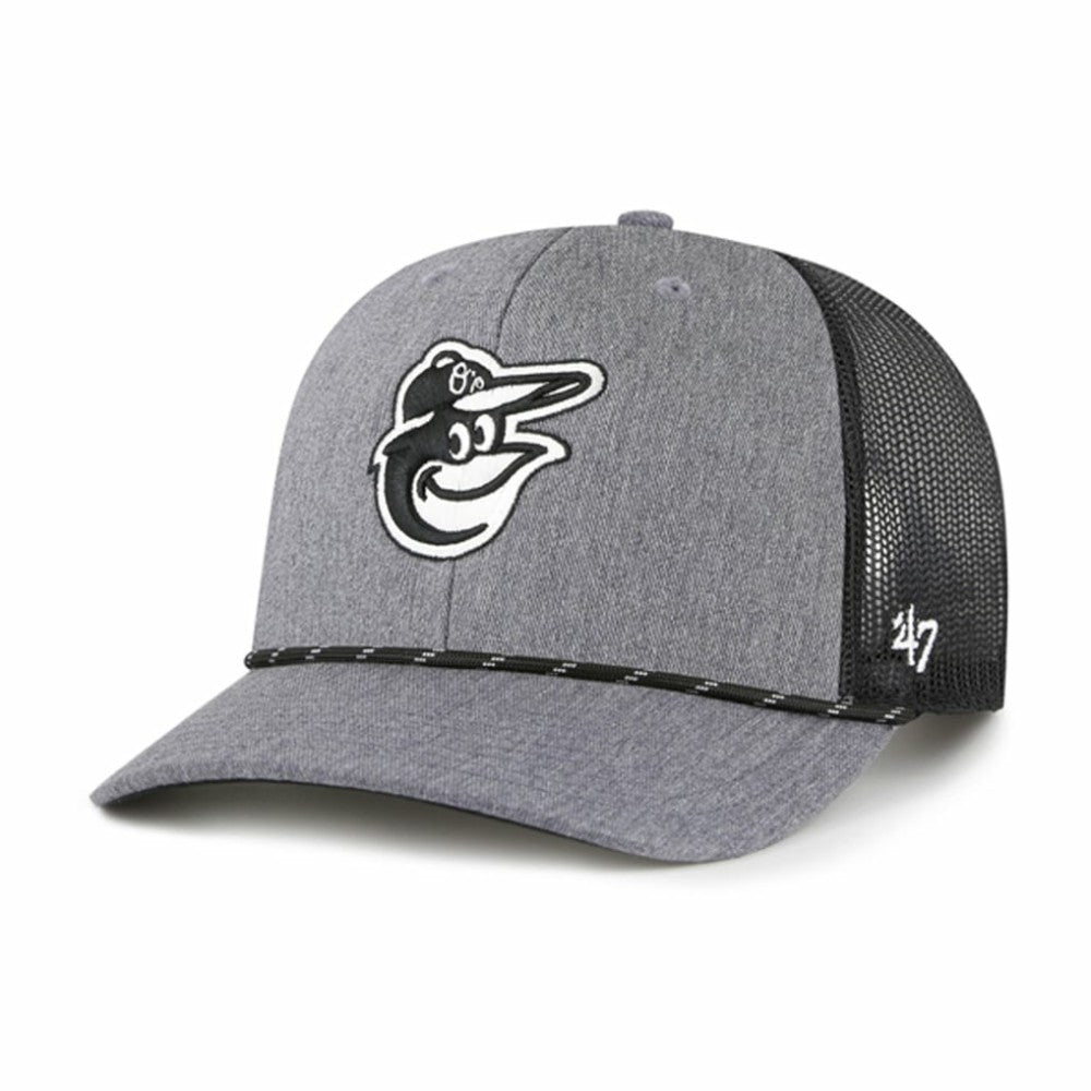 Baltimore Orioles Carbon Rope Trucker Adjustable Hat Charcoal | 47 brand