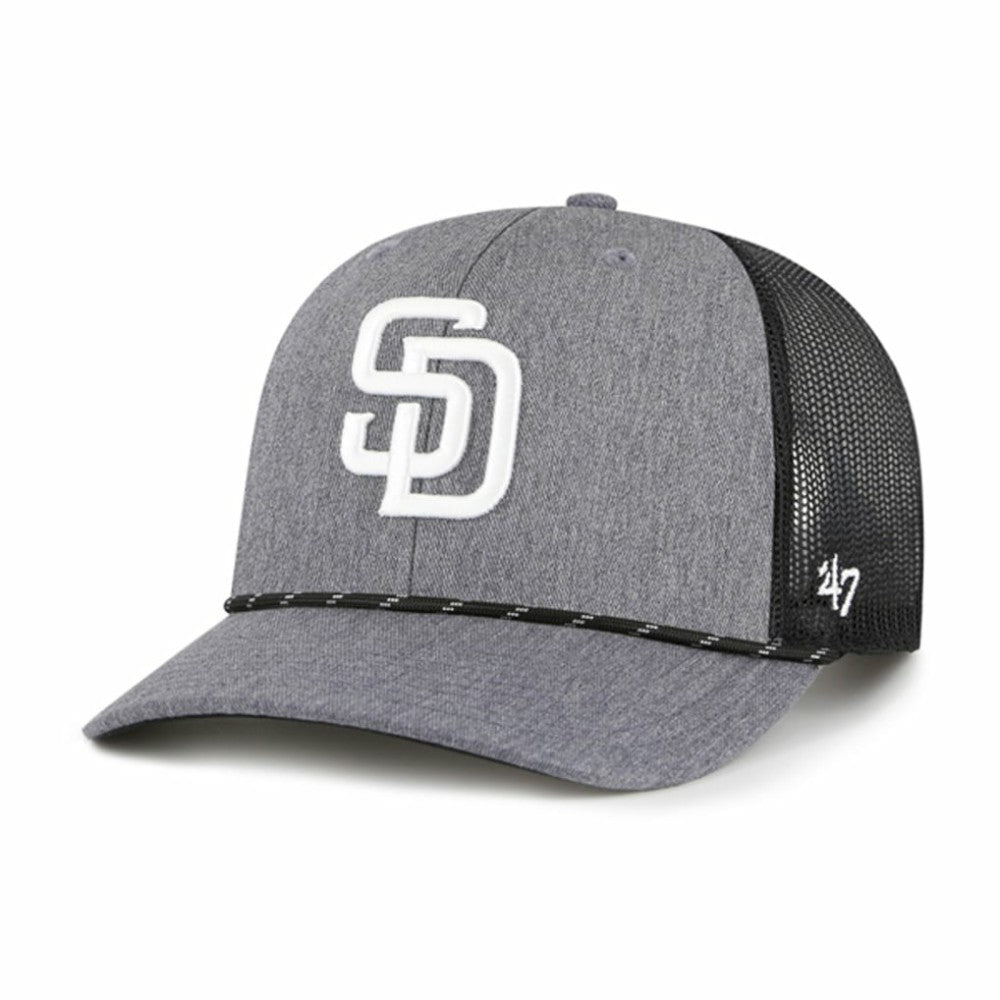 San Diego Padres Carbon Rope Trucker Adjustable Hat Charcoal | 47 brand
