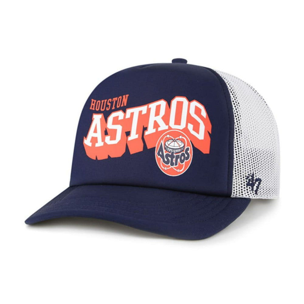 Houston Astros Meander Foam Trucker Snapback Hat Navy | 47 brand