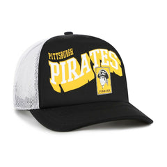 Pittsburgh Pirates Meander Foam Trucker Snapback Hat Black | 47 brand