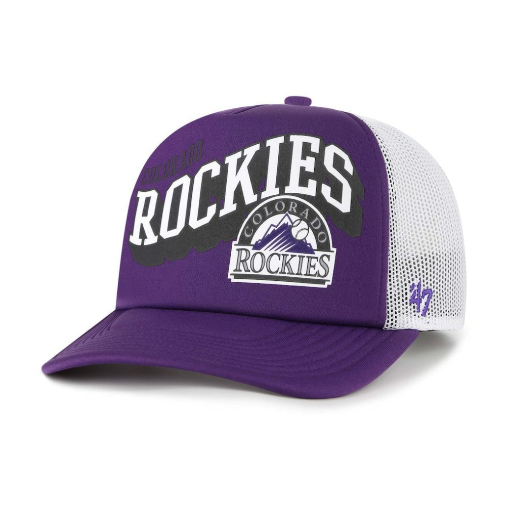 Colorado Rockies Meander Foam Trucker Snapback Hat Purple | 47 brand
