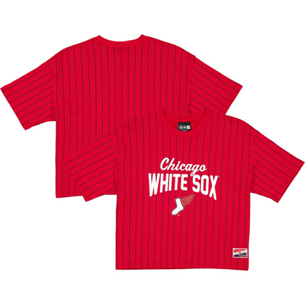 Chicago White Sox Women's 2025 City Connect Pinstripe T-Shirt Red/Black | New Era