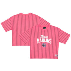 Miami Marlins Women's 2025 City Connect Pinstripe T-Shirt Pink | New Era