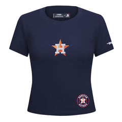 Houston Astros Pro Standard Women's Game Day Classics Baby Doll Cropped T-Shirt Navy