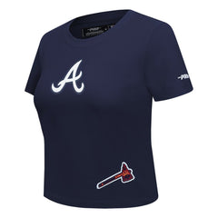 Atlanta Braves Pro Standard Women's Game Day Classics Baby Doll Cropped T-Shirt Navy