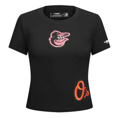 Baltimore Orioles Pro Standard Women's Game Day Classics Baby Doll Cropped T-Shirt Black