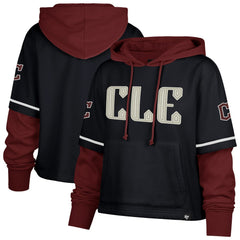 Cleveland Guardians Women's City Connect Shortstop Cropped Pullover Hoodie Navy | 47 brand
