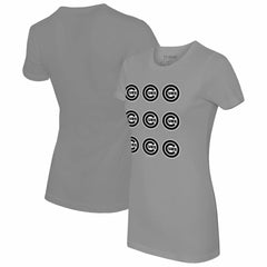 Chicago Cubs Tiny Turnip Women's Logo Grid T-Shirt Gray
