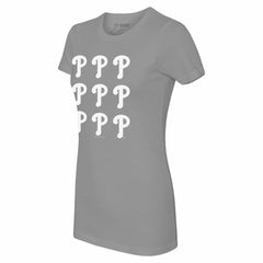 Philadelphia Phillies Tiny Turnip Women's Logo Grid T-Shirt Gray