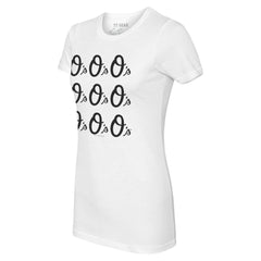 Baltimore Orioles Tiny Turnip Women's Logo Grid T-Shirt White