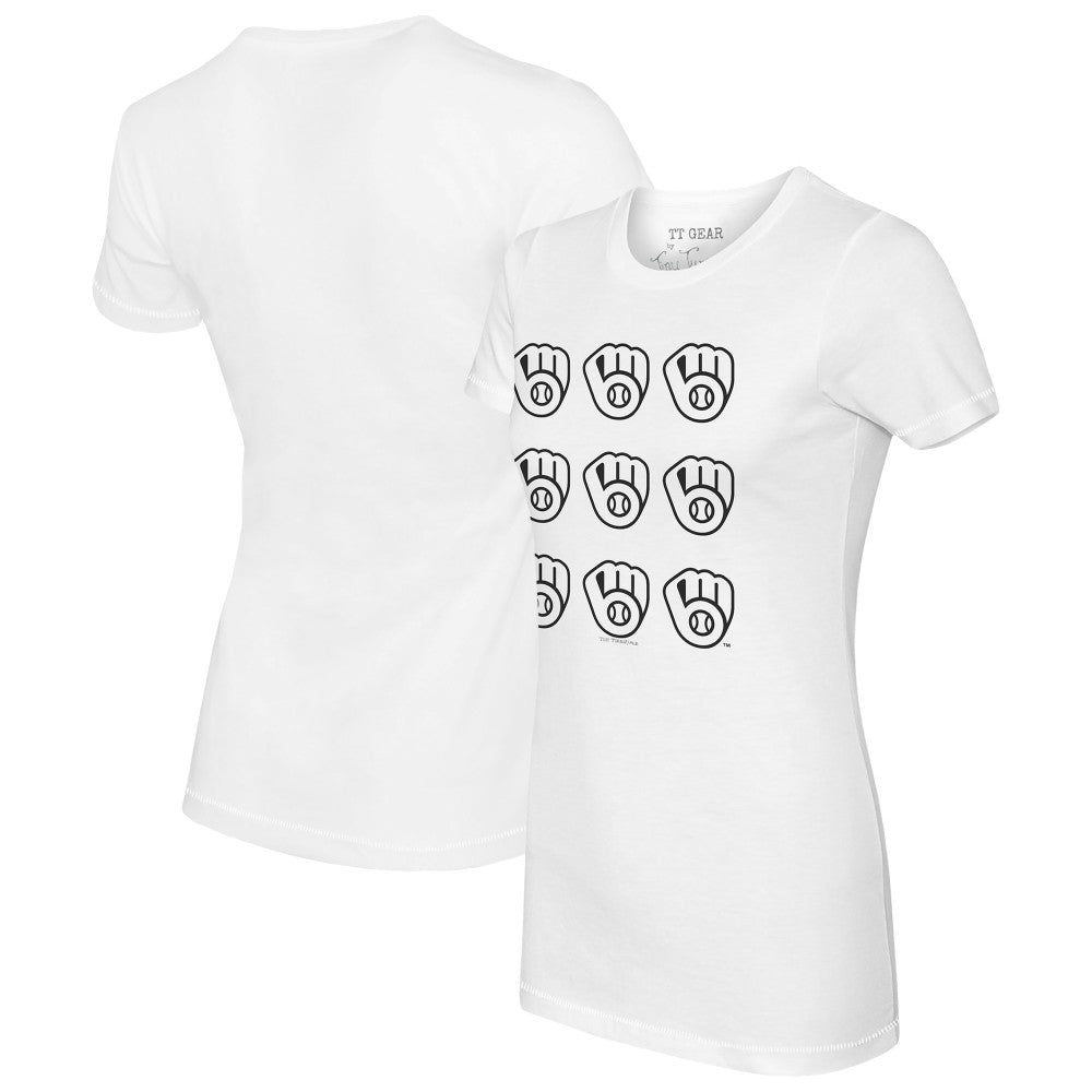 Milwaukee Brewers Tiny Turnip Women's Logo Grid T-Shirt White