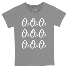 Baltimore Orioles Tiny Turnip Youth Logo Grid T-Shirt Gray