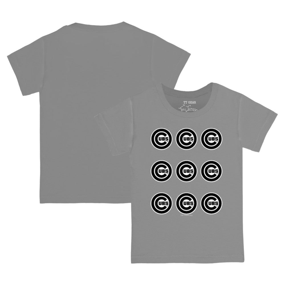 Chicago Cubs Tiny Turnip Youth Logo Grid T-Shirt Gray