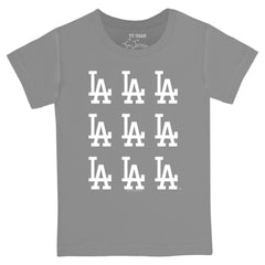 Los Angeles Dodgers Tiny Turnip Youth Logo Grid T-Shirt Gray