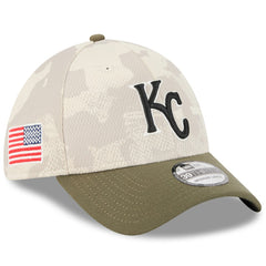 Kansas City Royals 2025 Armed Forces Day 39THIRTY Flex Hat Light Beige/Olive | New Era