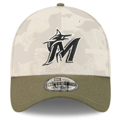Miami Marlins 2025 Armed Forces Day 39THIRTY Flex Hat Light Beige/Olive | New Era