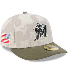 Miami Marlins 2025 Armed Forces Day 59FIFTY Fitted Hat Light Beige/Olive | New Era