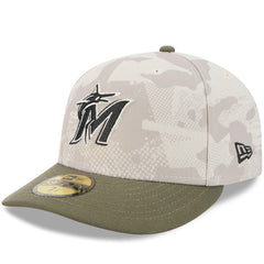 Miami Marlins 2025 Armed Forces Day 59FIFTY Fitted Hat Light Beige/Olive | New Era