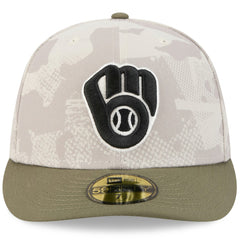 Milwaukee Brewers 2025 Armed Forces Day 59FIFTY Fitted Hat Light Beige/Olive | New Era