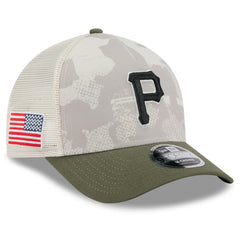 Pittsburgh Pirates 2025 Armed Forces Day 9FORTY M-Crown A-Frame Adjustable Hat Light Beige/Olive | New Era