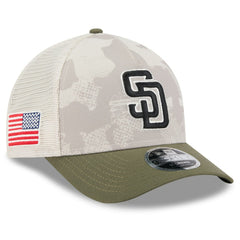 San Diego Padres 2025 Armed Forces Day 9FORTY M-Crown A-Frame Adjustable Hat Light Beige/Olive | New Era