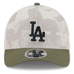 Los Angeles Dodgers 2025 Armed Forces Day 9FORTY M-Crown A-Frame Adjustable Hat Light Beige/Olive | New Era