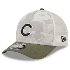 Chicago Cubs 2025 Armed Forces Day 9FORTY M-Crown A-Frame Adjustable Hat Light Beige/Olive | New Era