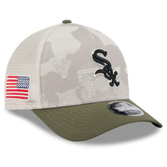 Chicago White Sox 2025 Armed Forces Day 9FORTY M-Crown A-Frame Adjustable Hat Light Beige/Olive | New Era