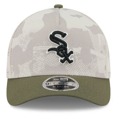 Chicago White Sox 2025 Armed Forces Day 9FORTY M-Crown A-Frame Adjustable Hat Light Beige/Olive | New Era