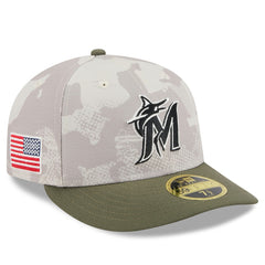 Miami Marlins 2025 Armed Forces Day Low Profile 59FIFTY Fitted Hat Light Beige/Olive | New Era