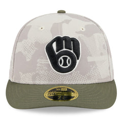 Milwaukee Brewers 2025 Armed Forces Day Low Profile 59FIFTY Fitted Hat Light Beige/Olive | New Era