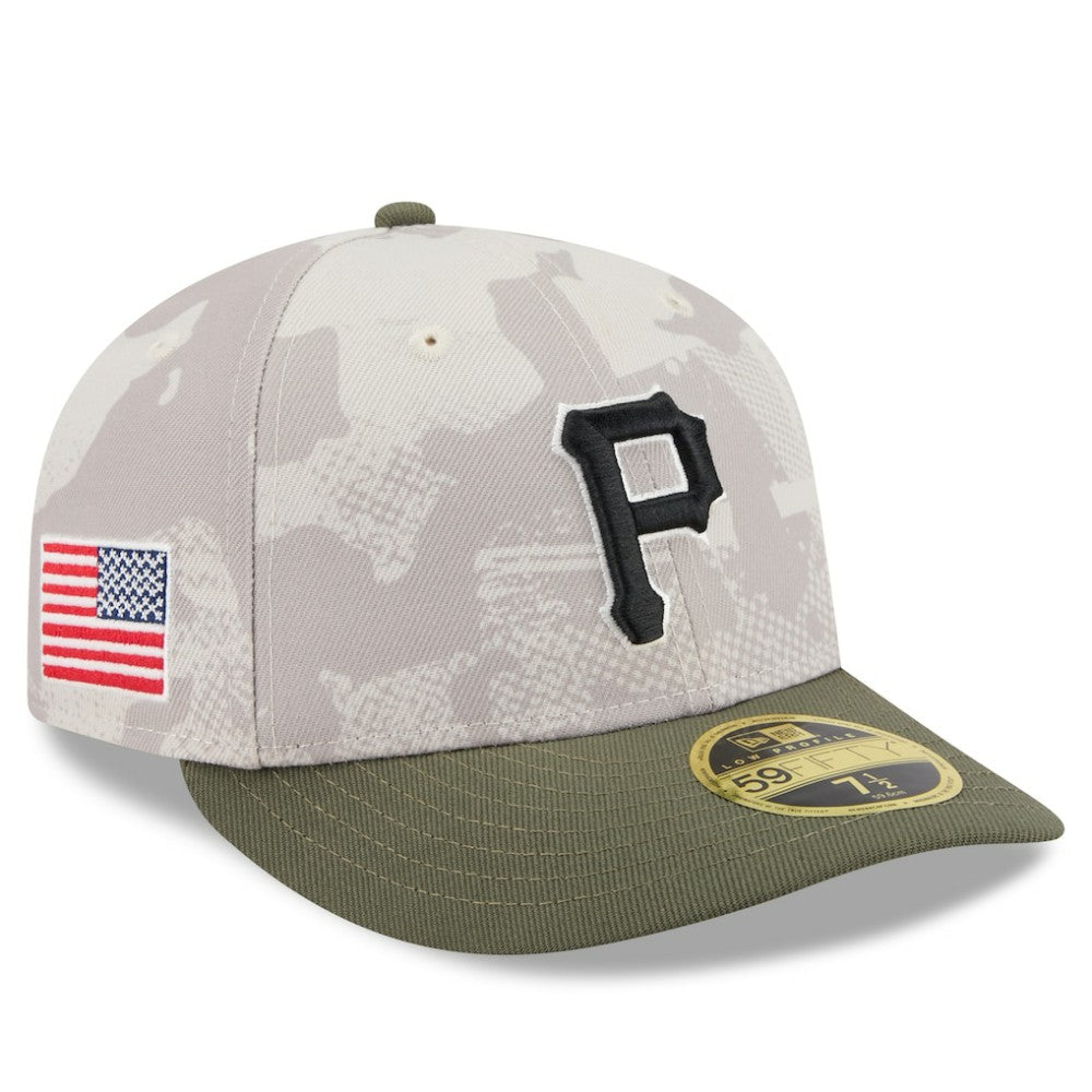 Pittsburgh Pirates 2025 Armed Forces Day Low Profile 59FIFTY Fitted Hat Light Beige/Olive | New Era