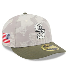 Seattle Mariners 2025 Armed Forces Day Low Profile 59FIFTY Fitted Hat Light Beige/Olive | New Era